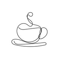 caffè tazza minimo design mano disegnato uno linea stile disegno, uno linea arte continuo disegno, caffè tazza singolo linea arte vettore