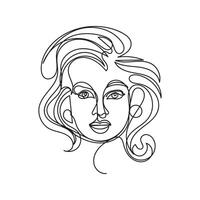 femmina minimo design mano disegnato uno linea stile disegno, uno linea arte continuo disegno vettore