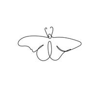 continuo uno linea disegno la farfalla. moderno disegno con inchiostro penna. illustrazione vettore