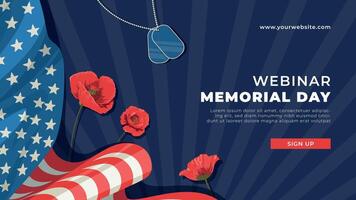 piatto seminario web modello per Stati Uniti d'America memoriale giorno celebrazione vettore