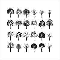 albero e foresta sagome silhouette albero linea disegno impostato Noce di cocco albero silhouette illustrazioni vettore