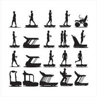 Palestra allenarsi silhouette collezione.umano fitness illustrazione impostare. vettore