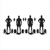 Palestra allenarsi silhouette collezione.umano fitness illustrazione impostare. vettore