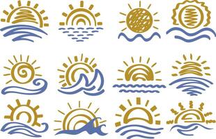 sole e mare clipart onda acqua estate vacanza simbolo vettore