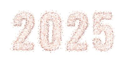 brillante numero 2025 di rosa oro luccichio o coriandoli, isolato su bianca sfondo. design per contento nuovo anno, allegro Natale, nozze vettore