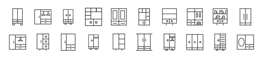 collezione di magro linea icone di armadio. modificabile ictus. semplice lineare illustrazione per ragnatela siti, giornali, articoli libro vettore