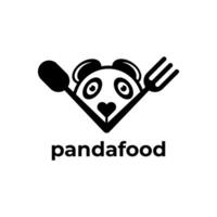 panda viso cucina logo con forchetta e cucchiaio. panda con forchetta e cucchiaio design modello. vettore