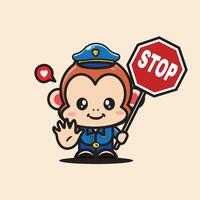 divertente illustrazione di scimmia polizia vettore