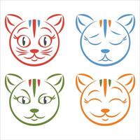 quattro diverso gatto facce con diverso espressioni vettore