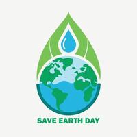 ogni far cadere conta Salva acqua Salva terra Salva vite acqua conservazione logo Conserve oggi prosperare Domani vettore