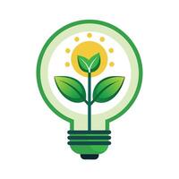 rinnovabile energia risorse logo con un' dinamico pianta motorizzato leggero lampadina eco idea leggero lampadina logo vettore
