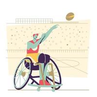 concetto di atleta di basket disabile vettore