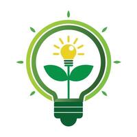 rinnovabile energia risorse logo con un' dinamico pianta motorizzato leggero lampadina eco idea leggero lampadina logo vettore