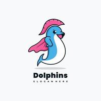 delfino personaggio portafortuna logo design illustrazione vettore