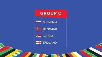 europeo nazioni 2024 gruppo c bandiere design astratto squadre paesi europeo calcio simbolo logo illustrazione vettore