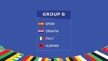 europeo nazioni 2024 gruppo B bandiere design astratto squadre paesi europeo calcio simbolo logo illustrazione vettore