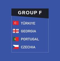europeo nazioni 2024 gruppo f nastro bandiere design astratto squadre paesi europeo calcio simbolo logo illustrazione vettore