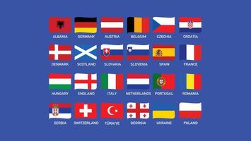 europeo nazioni calcio 2024 bandiere nastro astratto design simbolo europeo calcio squadre paesi illustrazione vettore