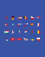 europeo calcio 2024 squadre bandiere carta geografica astratto design simbolo europeo calcio nazioni paesi illustrazione vettore