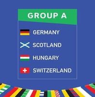 europeo nazioni 2024 gruppo un' squadre bandiere astratto design paesi europeo calcio simbolo logo illustrazione vettore