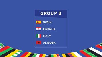 europeo nazioni 2024 gruppo B bandiere nastro design astratto squadre paesi europeo calcio simbolo logo illustrazione vettore