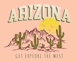 deserto paesaggio illustrazione nel un' ridotta stile con allusioni per Arizona. vettore