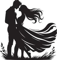 romantico coppia silhouette illustrazione vettore