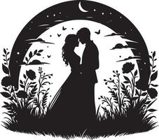 romantico coppia silhouette illustrazione vettore