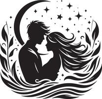 romantico coppia silhouette illustrazione vettore