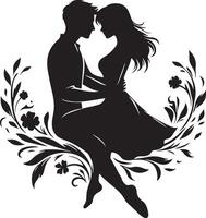 romantico coppia silhouette illustrazione vettore