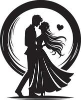 romantico coppia silhouette illustrazione vettore