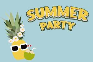 estate festa sfondo con ananas e Noce di cocco festeggiare estate, isolato sfondo vettore