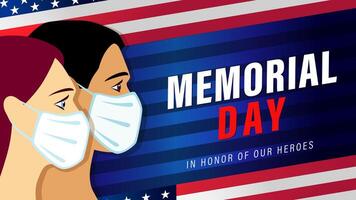 memoriale giorno Stati Uniti d'America striscione, pandemia concetto vettore