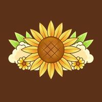 girasole con giardino logo ornamento design vettore