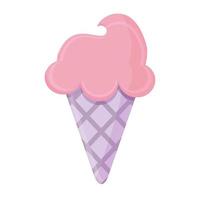 gelato dal colore rosa in un cono viola vettore