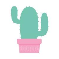 cactus su un vaso di colore rosa su uno sfondo bianco vettore