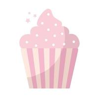 cupcake ricoperto di glassa rosa e granella vettore