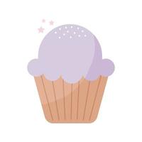 cupcake ricoperto di glassa viola vettore