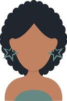africano donna avatar con piatto viso design. isolato su bianca sfondo vettore