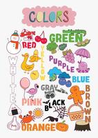 carino colorato colore manifesto stampabile per bambini formazione scolastica divertimento apprendimento attività vettore