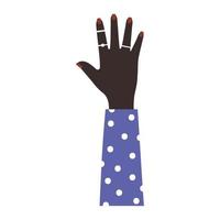 braccio afroamericano con una mano e unghie marroni vettore