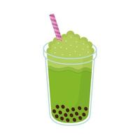 bubble tea con colore verde e bollicine vettore