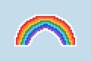 pixel arcobaleno icona illustrazione. pixel arte. arcobaleno cartello 8 po logo per gioco, carta, striscione, etichetta vettore