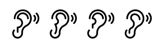 orecchio ascoltando icona. ascoltando simboli. umano senso udito. orecchio, udito icona. umano orecchio organo icona. vettore