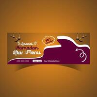 Ramadan cibo menù inviare design e sociale media bandiera modello vettore