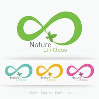 infinito con foglia logo natura concetto vettore