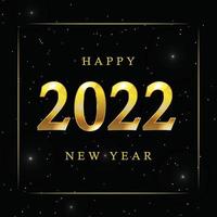 felice anno nuovo 2022 con oro su sfondo nero vettore