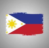 bandiera delle filippine con pennello dipinto ad acquerello vettore