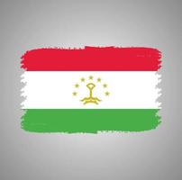 bandiera del tagikistan con pennello dipinto ad acquerello vettore