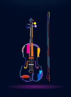 violino con fiocco, disegno astratto, colorato. illustrazione vettoriale di vernici